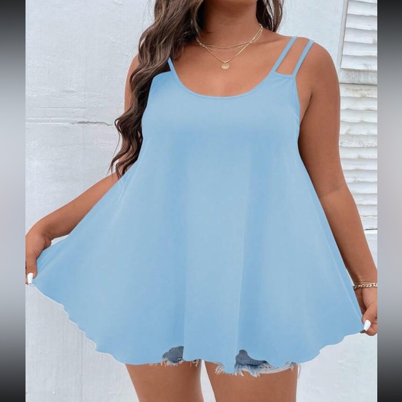 Luxe plus size baby blue comfy flowy tank top